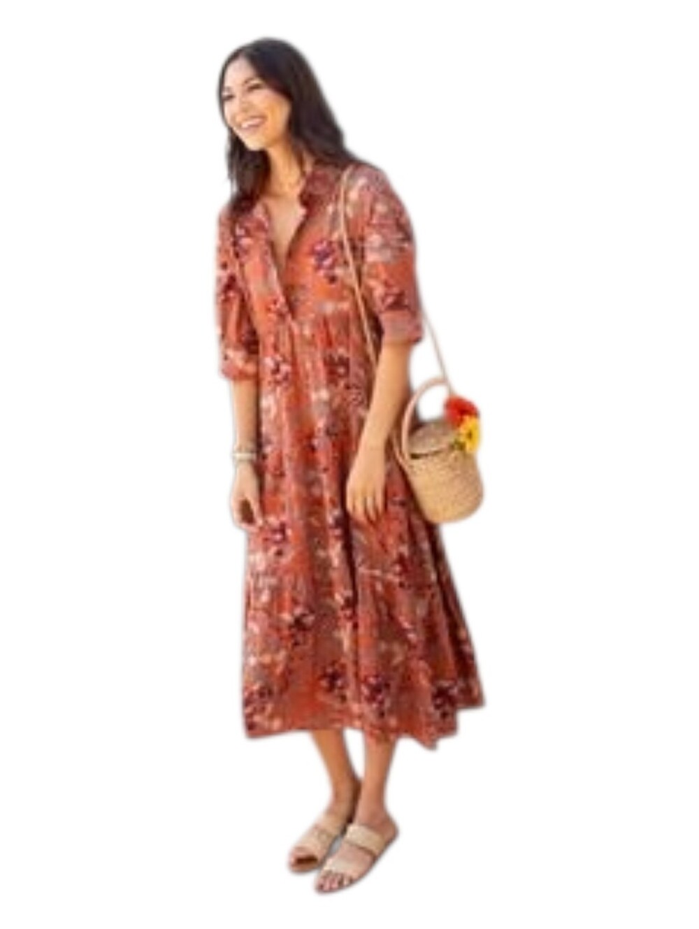 Natural Life Rebecca Midi Autumn Floral Size Large Flowy
